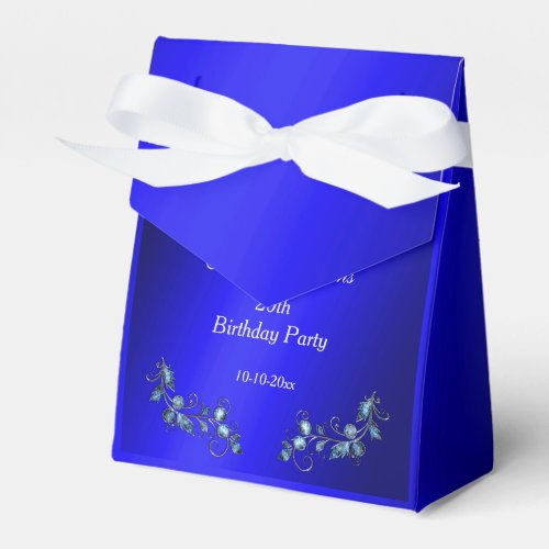 Blue Corner Gem Floral Jewels Birthday Favor Boxes
