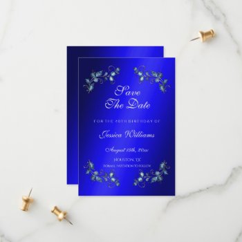 Blue Corner Gem Floral Jewels Birthday Save The Date by shm_graphics at Zazzle
