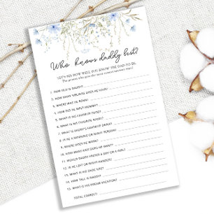 Blue Cornflower Baby Shower Who Knows Daddy Best