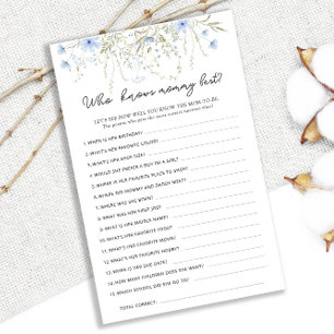 Blue Cornflower Baby Shower Who Knows Mommy Best