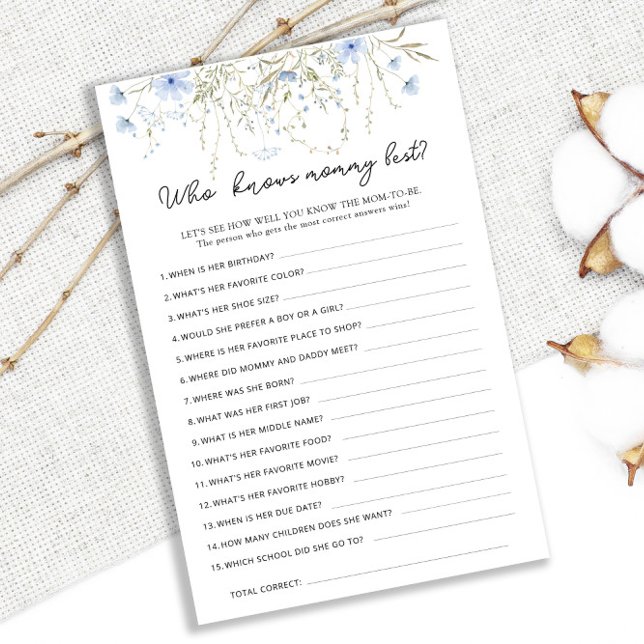 Blue Cornflower Baby Shower Who Knows Mommy Best (Creator Uploaded)