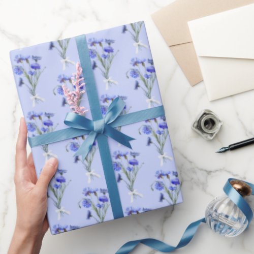 Blue Cornflower Bouquets  Wrapping Paper