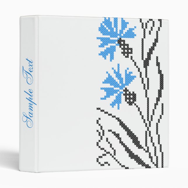 Blue Cornflower cross-stitch design Binder (Front/Spine)