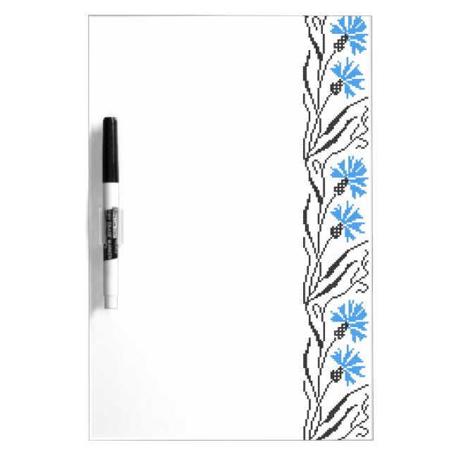 Blue Cornflower cross-stitch design Dry-Erase Board (Front)
