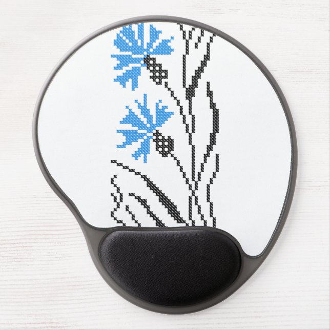 Blue Cornflower cross-stitch design Gel Mouse Pad (Front)