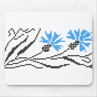Blue Cornflower cross-stitch design Mouse Pad