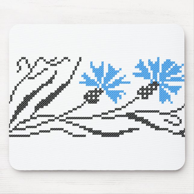 Blue Cornflower cross-stitch design Mouse Pad (Front)