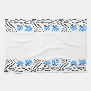 Blue Cornflower cross-stitch design Towel