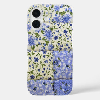 Blue Cornflower Patchwork Quilt iPhone 16 Case