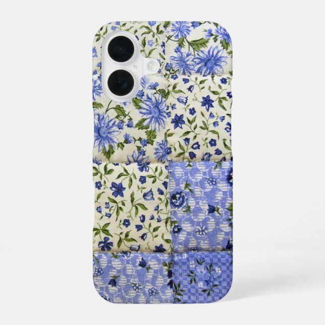 Blue Cornflower Patchwork Quilt Iphone Case (Back)