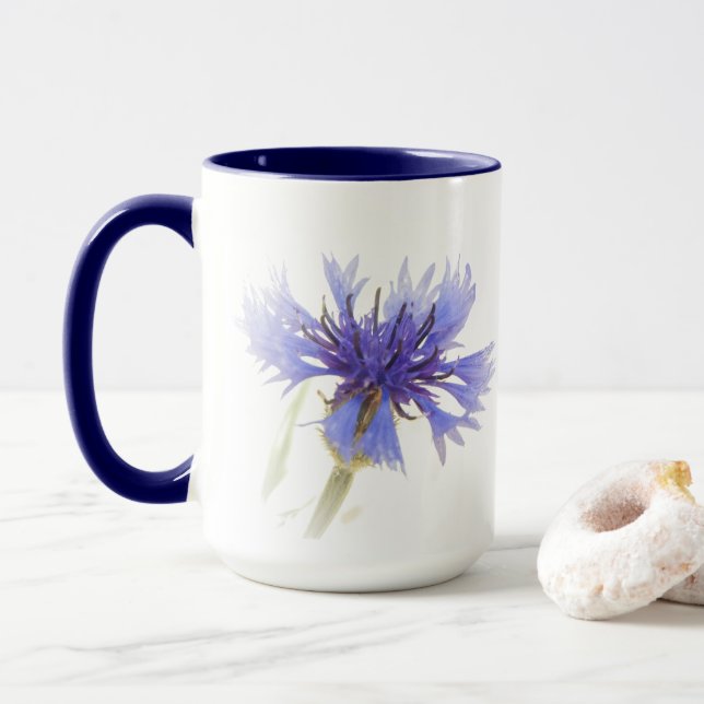 Blue Cornflower Photo - Mug (With Donut)