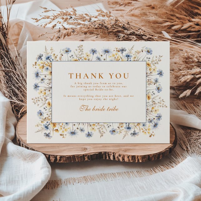 Blue Cornflower Wildflower Bridal Shower Thank You Card (Creator Uploaded)