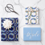 Blue Cornflower Wreath Bridal Shower Wrapping Paper Sheets<br><div class="desc">For the wedding or bridal shower gift wrapping,  choose from a selection of beautiful wrapping papers in three different colors or patterns</div>