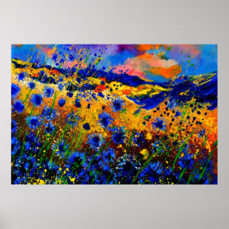 blue cornflowers 0746 poster