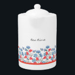 Blue Cornflowers Floral Pattern Teapot<br><div class="desc">This teapot features beautiful blue cornflowers. The flowers and pop of red accent,  add a touch of optimism,  elegance and natural beauty for your everyday use.</div>