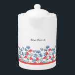 Blue Cornflowers Floral Pattern Teapot<br><div class="desc">This teapot features beautiful blue cornflowers. The flowers and pop of red accent,  add a touch of optimism,  elegance and natural beauty for your everyday use.</div>