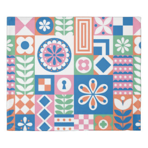 Blue cornflowers. Watercolor floral seamless patte Duvet Cover