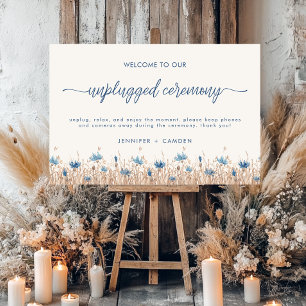 Blue Cornflowers Wheat Cream Wedding Unplugged Foam Board
