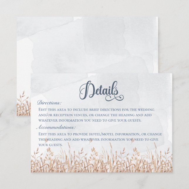 Blue Cornflowers & Wheat Field Blue Details Enclosure Card (Front/Back)
