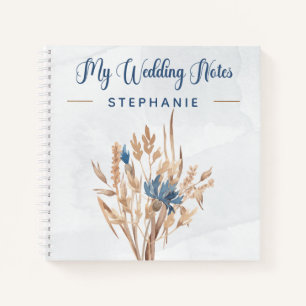 Blue Cornflowers & Wheat Field Bride's Notebook