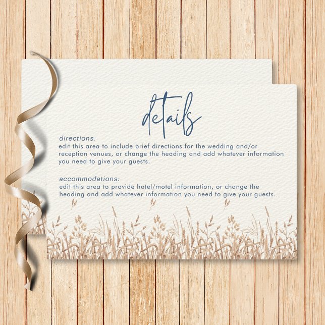 Blue Cornflowers & Wheat Field Modern Details Enclosure Card (Blue Cornflowers & Wheat Field Modern Details Enclosure Card)