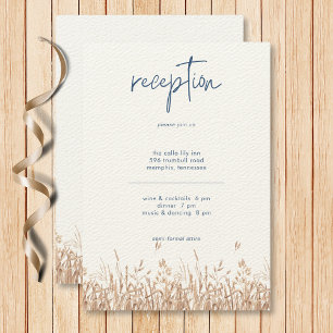 Blue Cornflowers & Wheat Field Modern Reception Enclosure Card