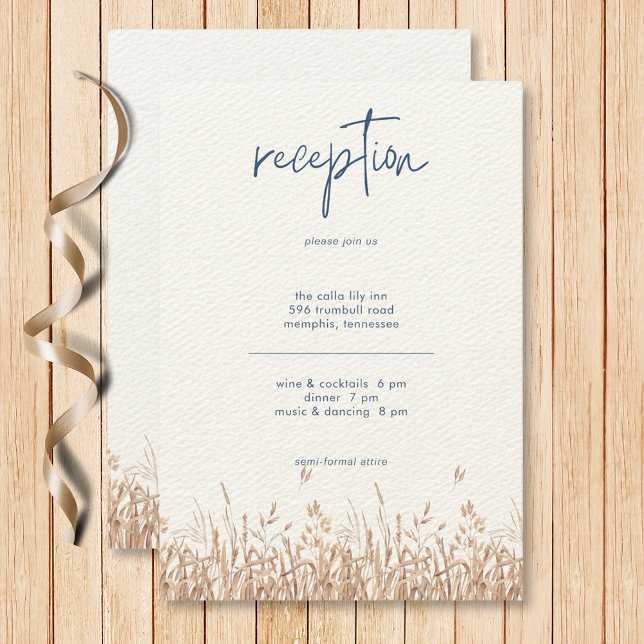 Blue Cornflowers & Wheat Field Modern Reception Enclosure Card (Blue Cornflowers & Wheat Field Modern Reception Enclosure Card)