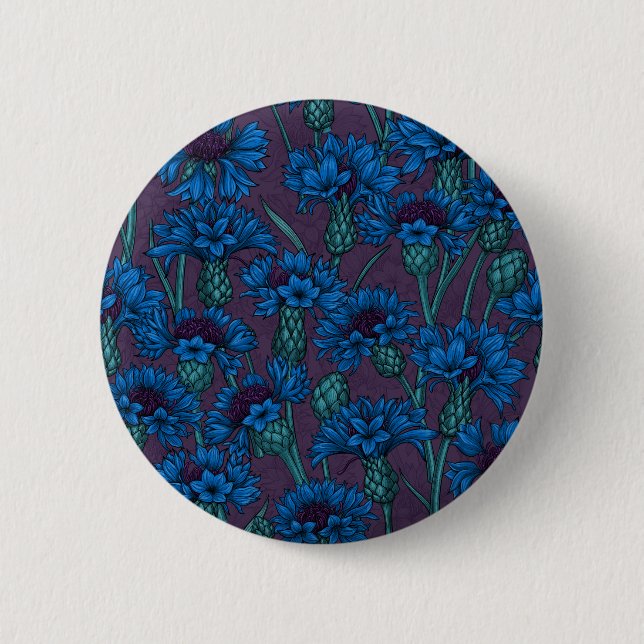 Blue cornflowers, wild flowers button (Front)
