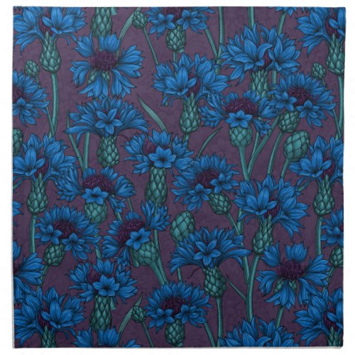 Blue cornflowers wild flowers cloth napkin