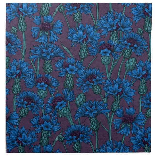 Blue cornflowers, wild flowers cloth napkin (Front)