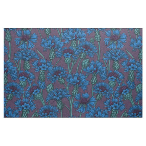 Blue cornflowers, wild flowers fabric