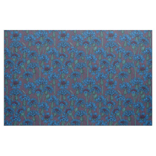Blue cornflowers, wild flowers fabric