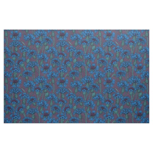 Blue cornflowers, wild flowers fabric