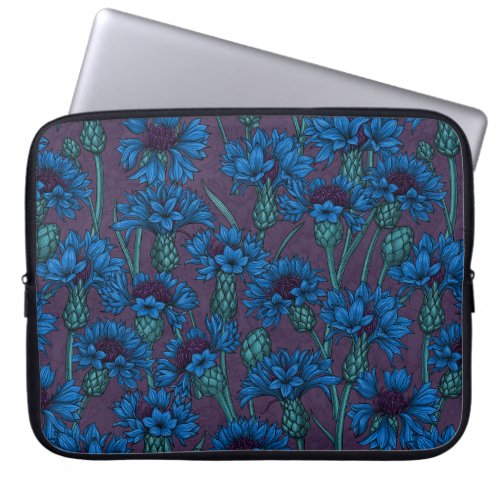 Blue cornflowers wild flowers laptop sleeve