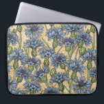 Blue cornflowers, wild flowers on honney yellow laptop sleeve<br><div class="desc">Hand-drawn vector pattern with cornflowers</div>