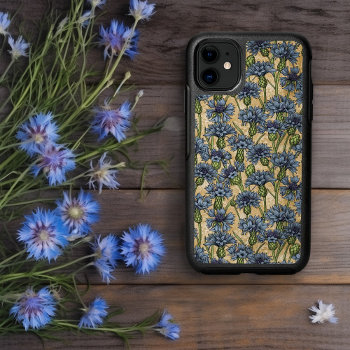 Blue Cornflowers  Wild Flowers On Honney Yellow Otterbox Symmetry Iphone 11 Case by katstore at Zazzle
