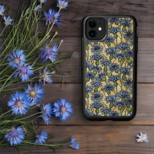 Blue cornflowers wild flowers on honney yellow OtterBox symmetry iPhone 11 case