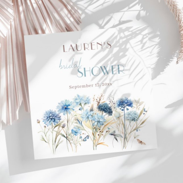 Blue Cornflowers Wildflowers Bridal Shower Napkins (Creator Uploaded)
