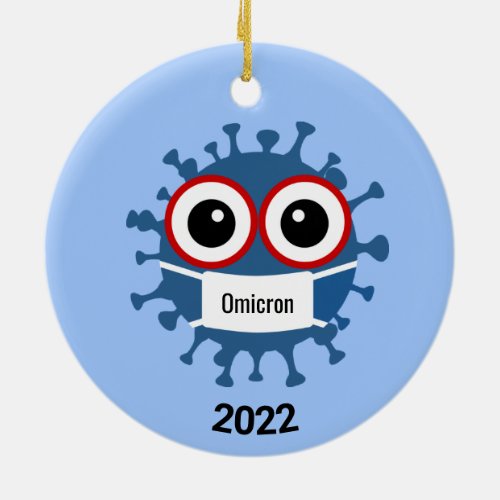 Blue Coronavirus Covid_19 Omicron Variant Ornament