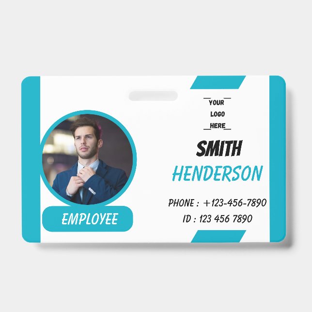 Blue Corporate Employee Photo ID Badge (Front)