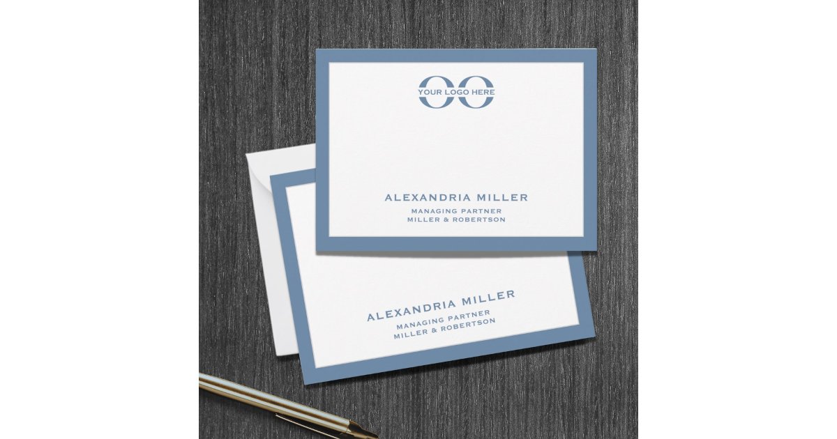 Blue Corporate Logo Branded Dual Sided Note Card | Zazzle
