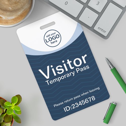 Blue Corporate Visitor Pass ID with custom QR Code Badge