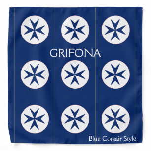 BLUE CORSAIR STYLE octagon cross Bandana