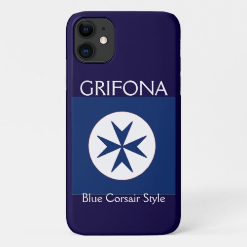 BLUE CORSAIR STYLE octagon cross iPhone 11 Case