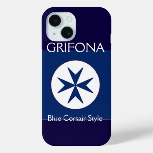 BLUE CORSAIR STYLE octagon cross iPhone 15 Case