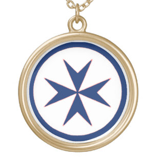 BLUE CORSAIR STYLE octagon cross Gold Plated Necklace