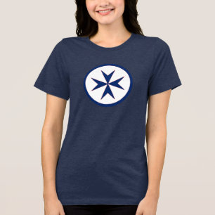 BLUE CORSAIR STYLE octagon cross Tri-Blend Shirt