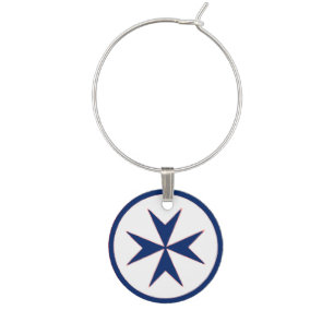 BLUE CORSAIR STYLE octagon cross Wine Charm