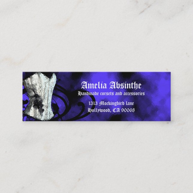 Blue Corset Goth Business Card (Front)