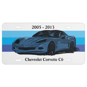 Blue Corvette C6 with Blue Stripes License Plate
